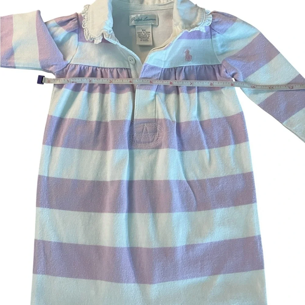 Ralph Lauren Striped Lavender & White Cotton Baby Onsie Size 6 Months